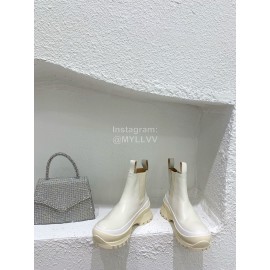 Jil Sander Winter Autumn New Leather Thick Soled Short Boots For Women White