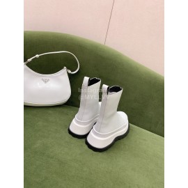 Jil Sander Thick Bottom Zipper Short Boots For Women White