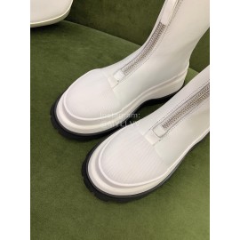Jil Sander Thick Bottom Zipper Short Boots For Women White