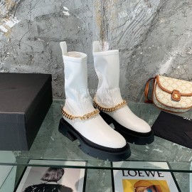 Jil Sander Cowhide Chain Thick Bottom Boots For Women White