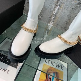 Jil Sander Cowhide Chain Thick Bottom Boots For Women White