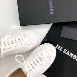Jil Sander Summer Cowhide Canvas Shoes For Women White