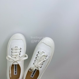Jil Sander Summer Cowhide Canvas Shoes White For Women 