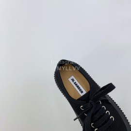 Jil Sander Summer Cowhide Canvas Shoes For Women Black