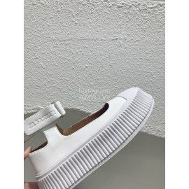 Jil Sander Thick Bottom Cowhide Canvas Shoes For Women White