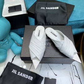 Jil Sander Sheepskin Pointed Shoes For Women White