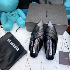 Jil Sander Sheepskin Pointed Shoes For Women Black