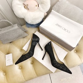 Jimmy Choo Fashion Crystal Powder Pointed High Heels For Women Black