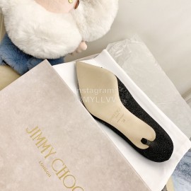 Jimmy Choo Fashion Crystal Powder Pointed High Heels For Women Black