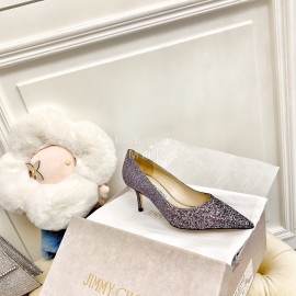 Jimmy Choo Fashion Crystal Powder Pointed High Heels For Women Gray