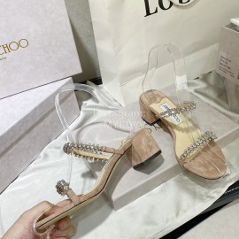 Jimmy Choo Fashion Diamond High Heel Slippers For Women Khaki