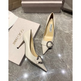 Jimmy Choo Fashion Leather Pointed High Heels For Women White