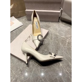 Jimmy Choo Fashion Leather Pointed High Heels For Women White