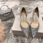 Jimmy Choo Fashion Bilng Bilng Leather Pointed High Heels For Women Silver