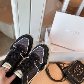 Jimmy Choo Autumn Leather Thick Soles Sneakers For Women Black