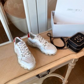 Jimmy Choo Autumn Leather Thick Soles Sneakers For Women White