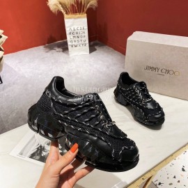 Jimmy Choo Bright Calf Thick Soles Black Sneakers For Women 