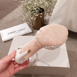 Jimmy Choo Elegant Pearl High Heel Sandals For Women White