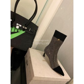 Jimmy Choo Autumn Winter Blingbling Knitted High Heel Boots For Women Silver