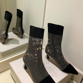 Jimmy Choo Autumn Winter Blingbling Knitted High Heel Boots For Women Silver