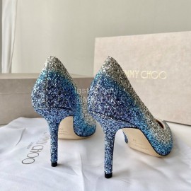 Jimmy Choo Fashion Blingbling Pointed High Heels For Women Blue