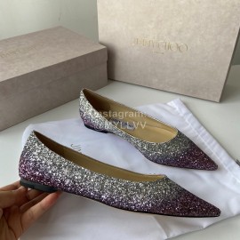 Jimmy Choo Fashion Blingbling Pointed Flat Heels For Women Purple