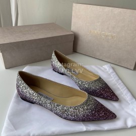 Jimmy Choo Fashion Blingbling Pointed Flat Heels For Women Purple