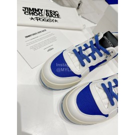Jimmy Choo Co Branded Eric Haze Cowhide Canvas Sneakers Blue