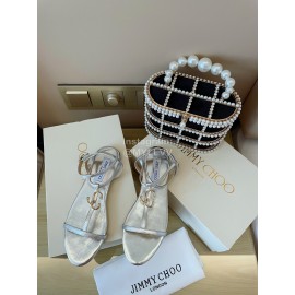 Jimmy Choo Fashion Leather Sandals For Women Silver