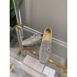 Jimmy Choo Blingbling Sheepskin Diamond Buckle Loafers For Women 