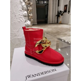 Jw Anderson Winter Warm Wool Boots For Women Red