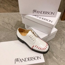 Jw Anderson Autumn Calf Square Head Retro Shoes For Women White