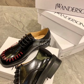 Jw Anderson Autumn Calf Square Head Retro Shoes For Women Black