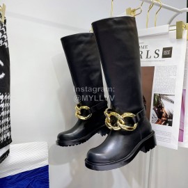 Jw Anderson Gold Chain Cowhide Long Boots For Women Black