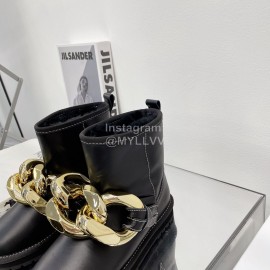 Jw Anderson Gold Chain Cowhide Wool Short Boots For Women Black