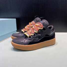 Lanvin Cowhide Thick Soled Sneakers For Men And Women Black