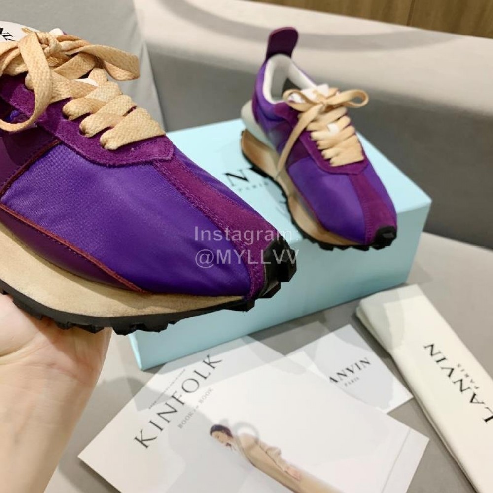 Lanvin Spring Summer Nylon Cowhide Retro Sneakers For Men And Women Purple