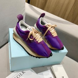 Lanvin Spring Summer Nylon Cowhide Retro Sneakers For Men And Women Purple
