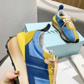 Lanvin Spring Summer Nylon Cowhide Retro Sneakers For Men And Women Blue