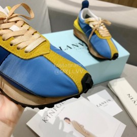 Lanvin Spring Summer Nylon Cowhide Retro Sneakers For Men And Women Blue