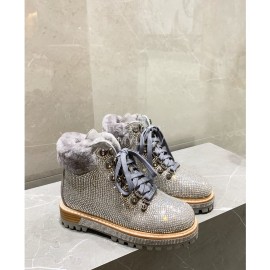 Le Silla Autumn Winter Fashion Wool Diamond Boots For Women Silver