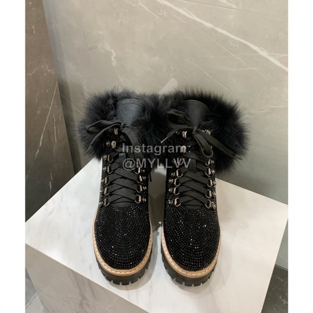 Le Silla Autumn Winter Fashion Wool Diamond Boots Black For Women 