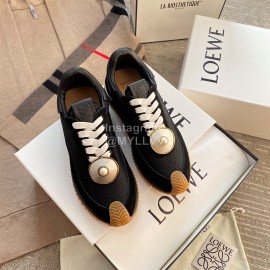 Loewe Lightweight Woven Leather Thick Sole Casual Sneakers For Women Black