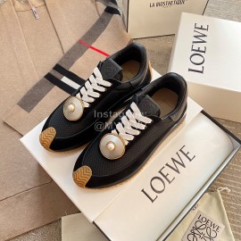 Loewe Lightweight Woven Leather Thick Sole Casual Sneakers For Women Black
