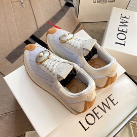 Loewe Lightweight Woven Leather Thick Sole Casual Sneakers For Women White