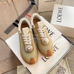 Loewe Lightweight Woven Leather Thick Sole Casual Sneakers For Women Brown