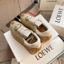 Loewe Lightweight Woven Leather Thick Sole Casual Sneakers For Women Brown