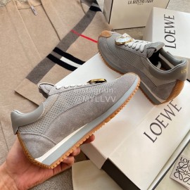 Loewe Lightweight Woven Leather Thick Sole Casual Sneakers For Women Gray