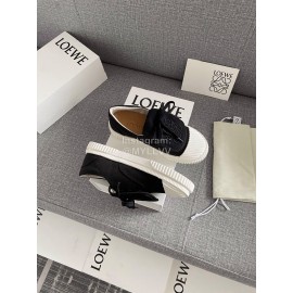Loewe Spring Embroidered Casual Canvas Shoes For Women Black