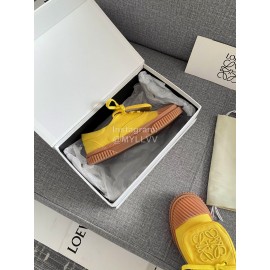 Loewe Spring Embroidered Casual Canvas Shoes For Women Yellow